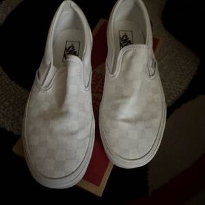Vans White Checkered Slip-On Sneakers